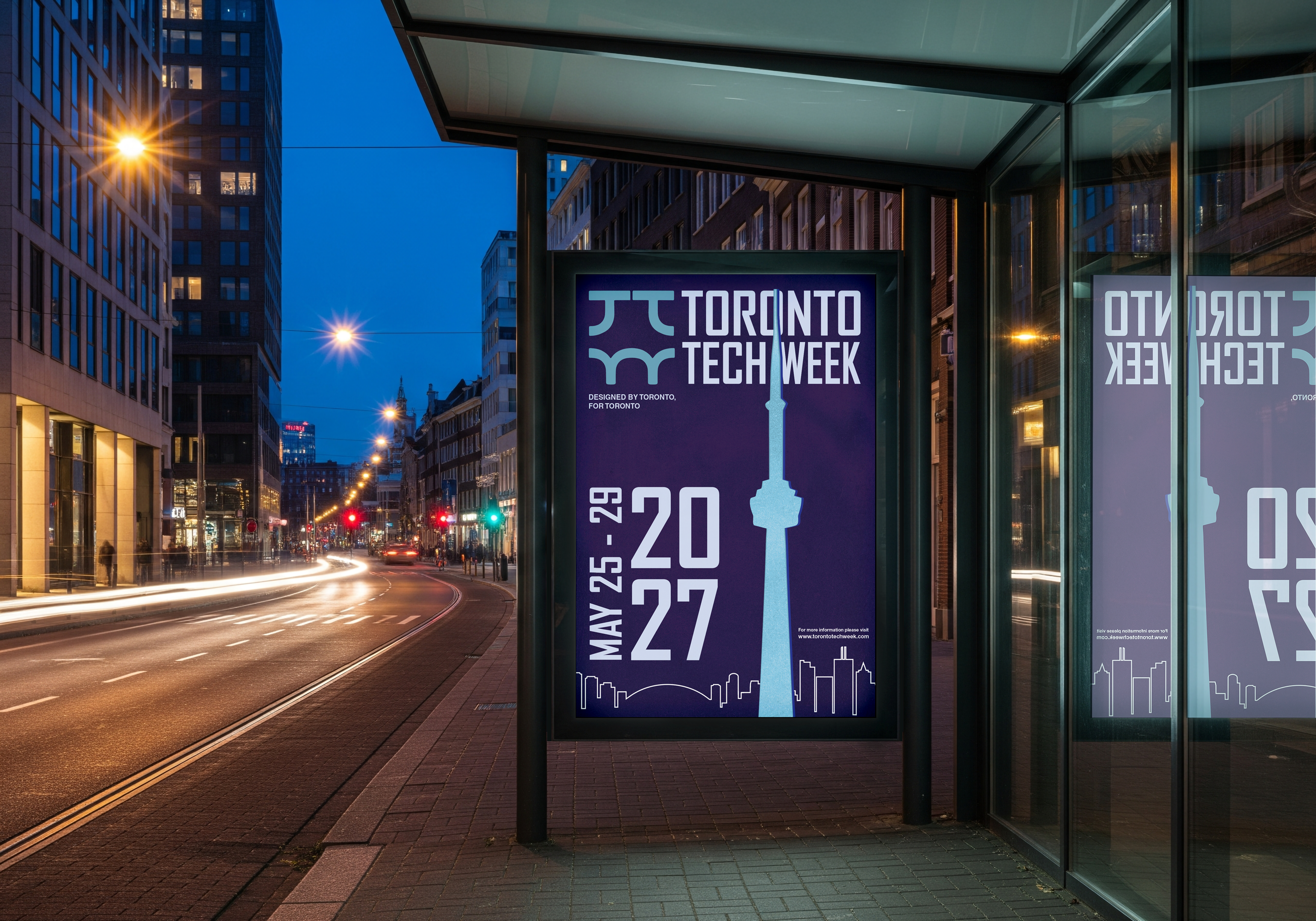 Toronto Tech Week 24-hour design sprint presentation deck display board pinned to studio brick wall
